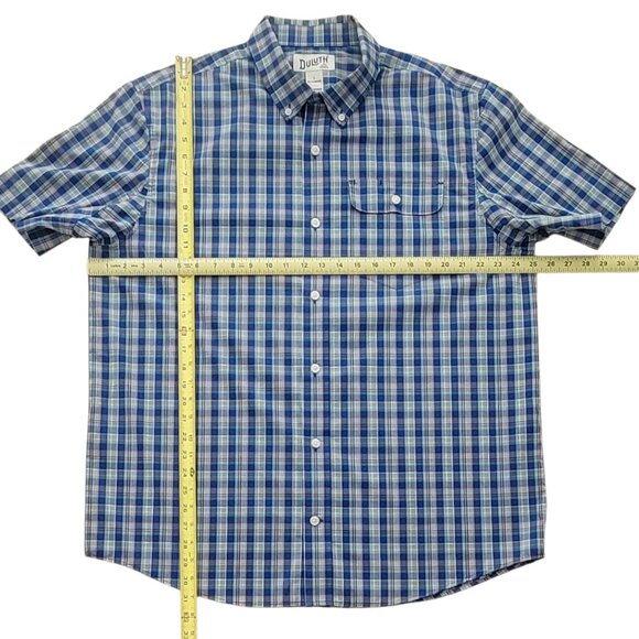 Lot of 2 Duluth Trading Co. Plaid Button Down Cotton Shirts Long & Short Sleeve - Picture 8 of 11